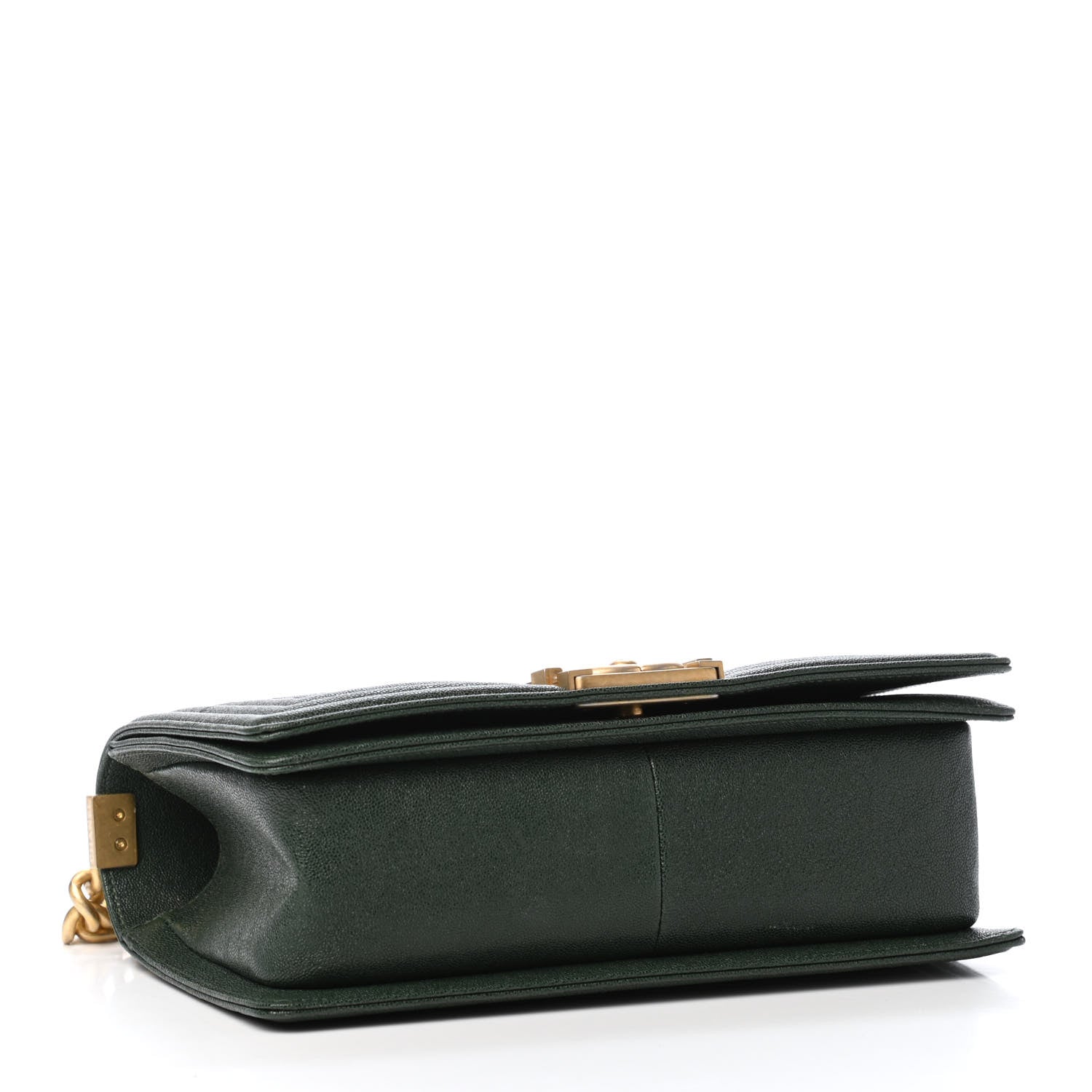 Chanel Caviar Chevron Quilted Medium Boy Flap Green 3 of 4