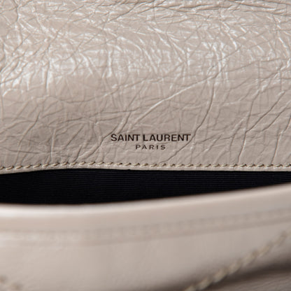Saint Laurent Crinkled Calfskin Matelasse Monogram Baby Niki Chain Satchel Light Taupe 9 of 11