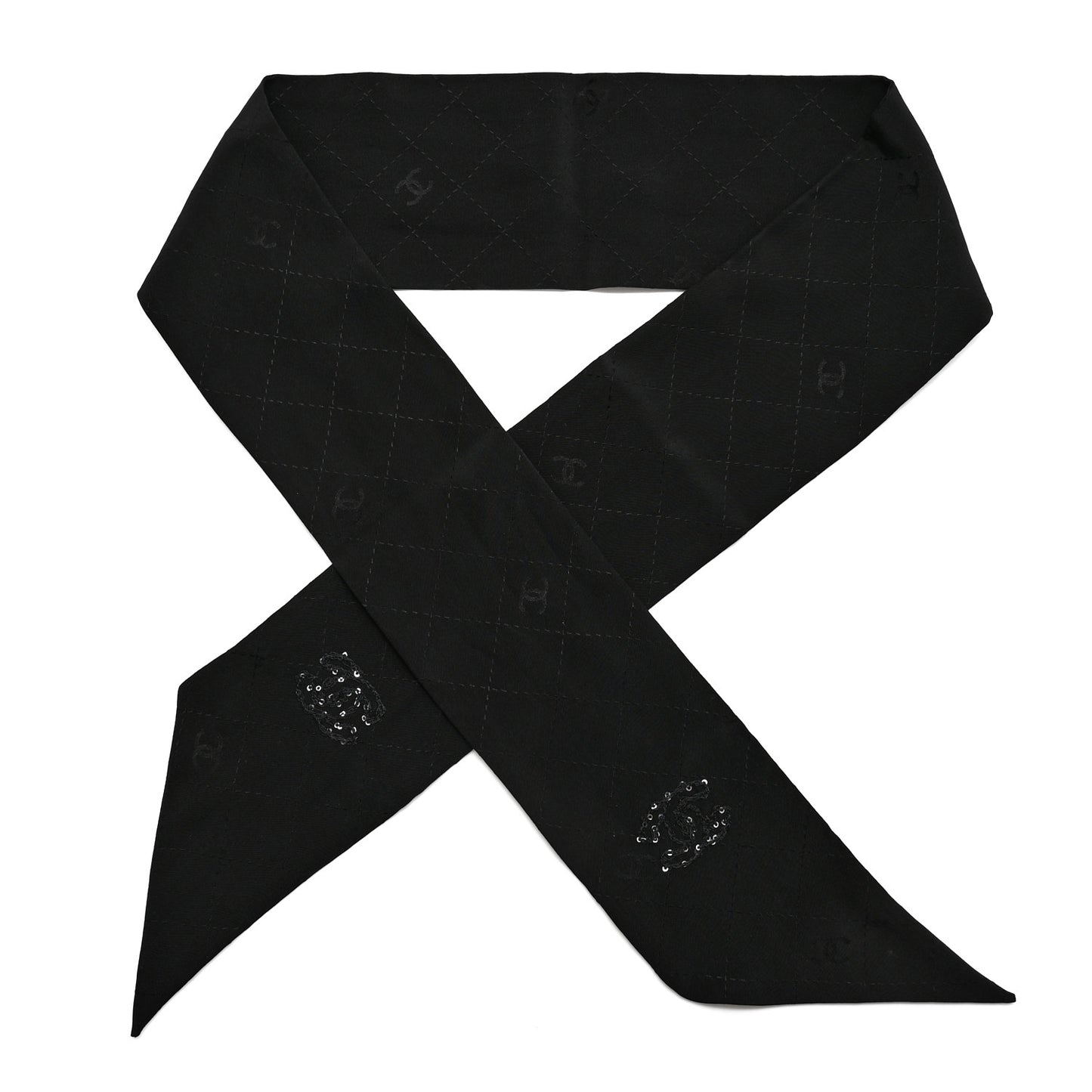 Silk Sequin CC Bandeau Scarf Black