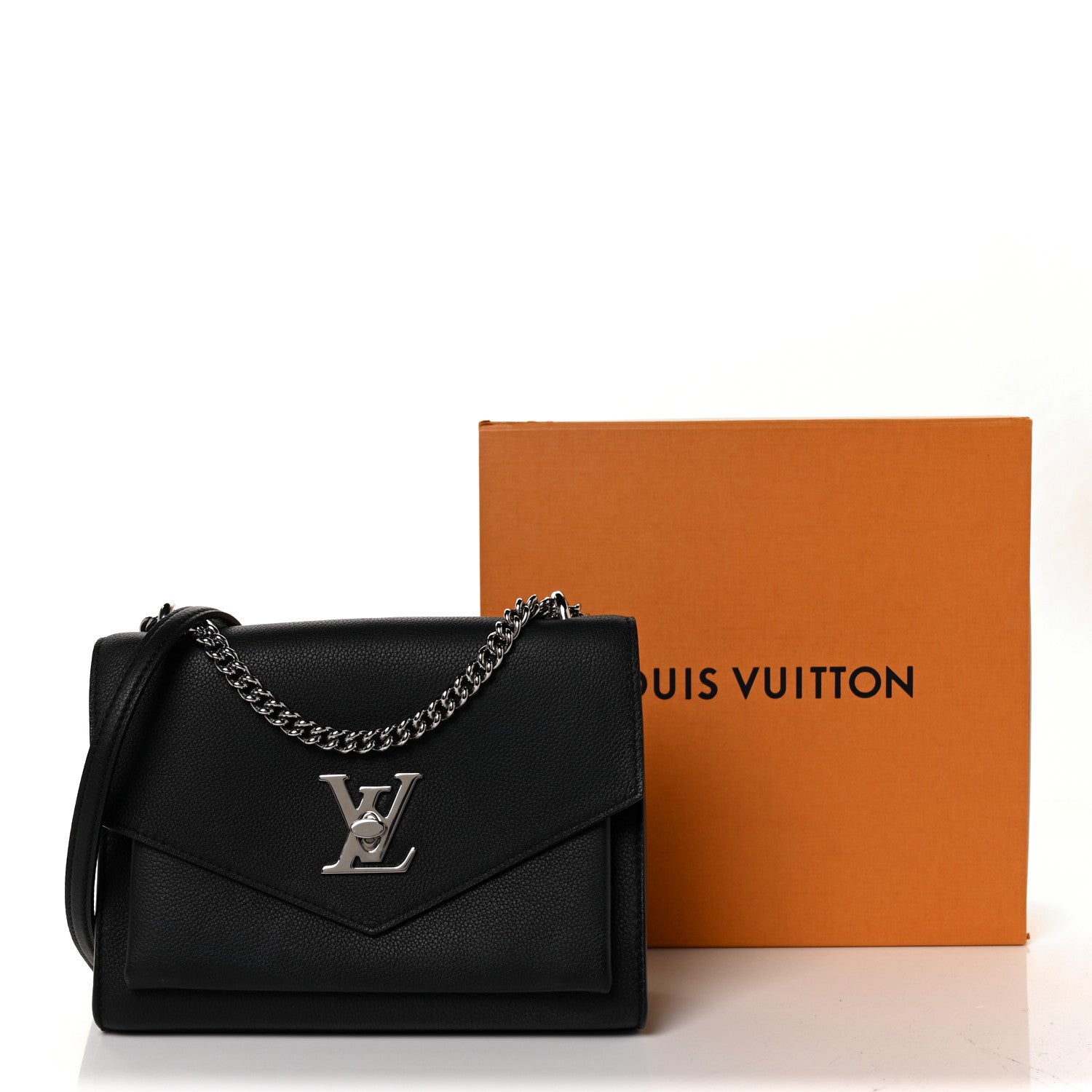 Louis Vuitton Soft Calfskin Mylockme Chain Bag BB Black 9 of 9