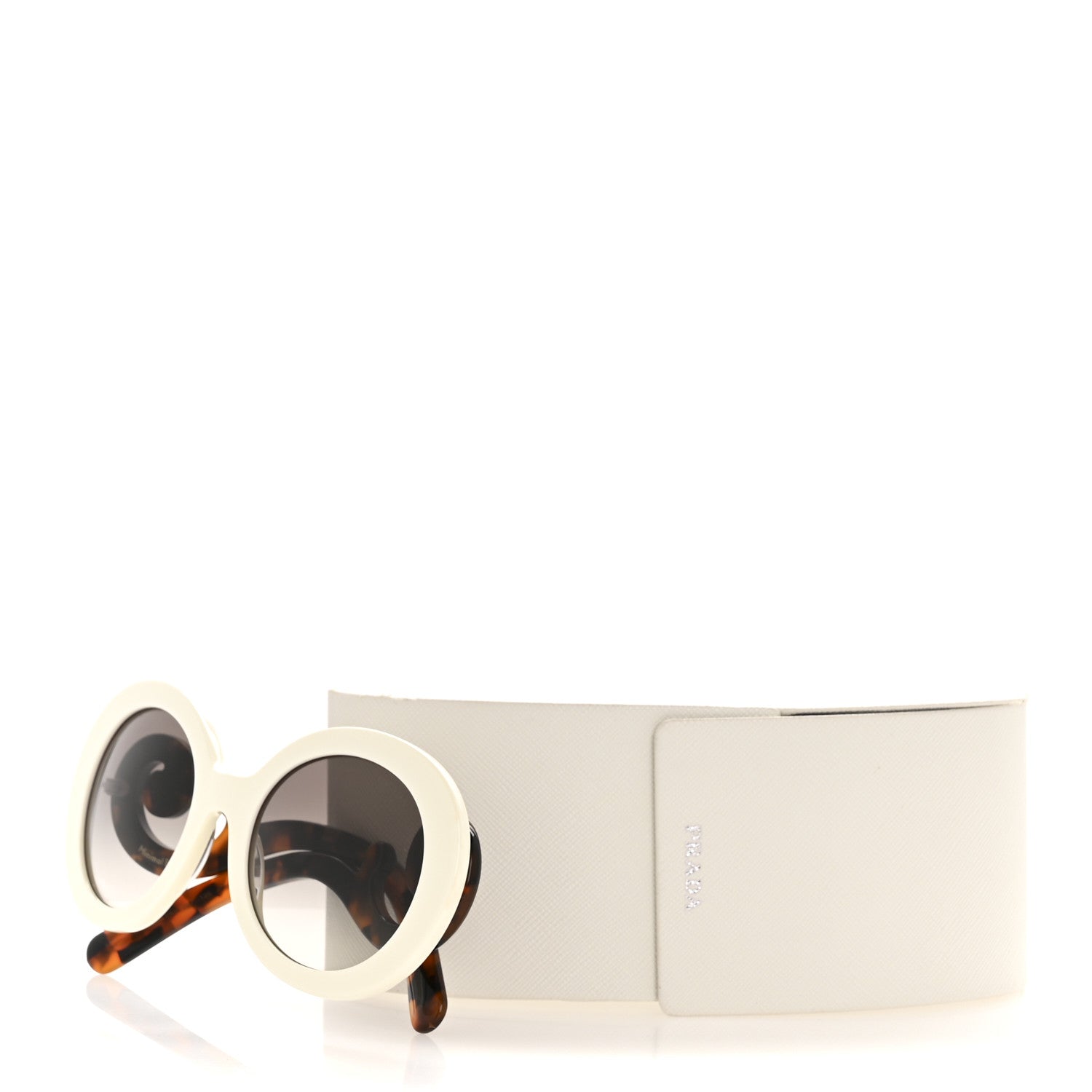 Prada Baroque SPR 27N Round Sunglasses Ivory Tortoise 1776136