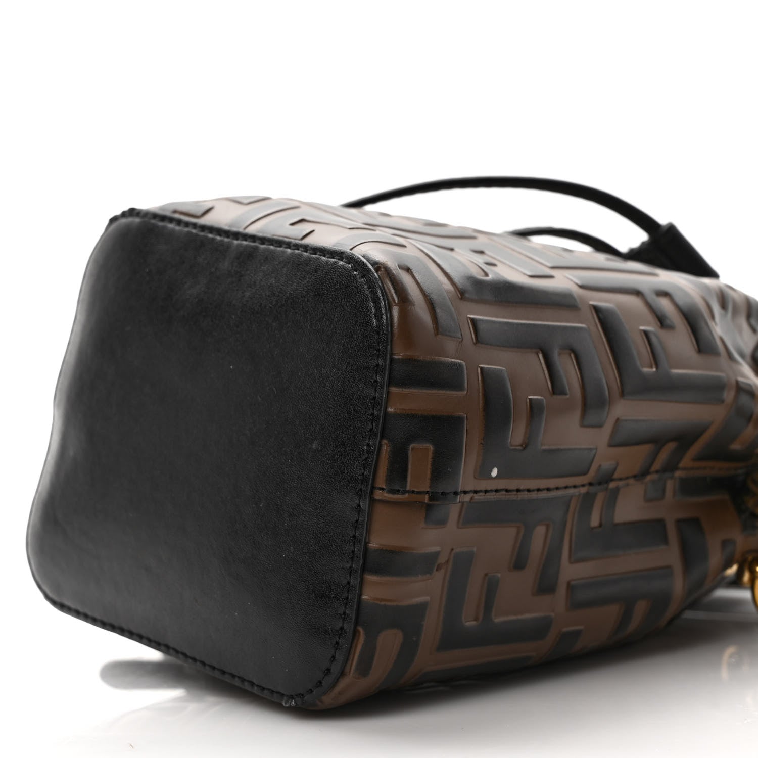 Fendi Vitello Liberty F is Fendi Bi-Color FF 1974 Embossed Mini Mon Tresor Bucket Bag Maya Black 11 of 13
