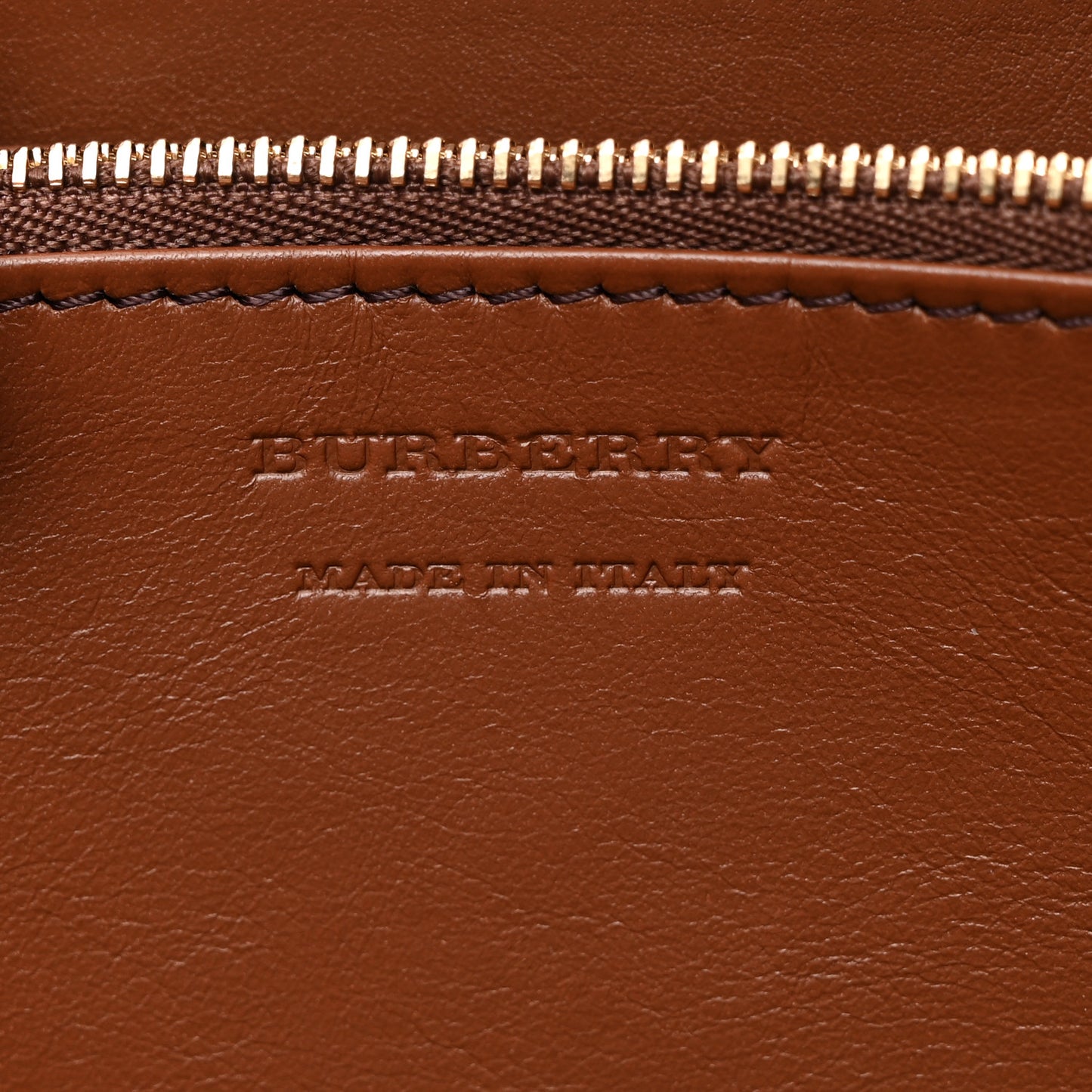 Calfskin House Check Elmore Zip Around Wallet Tan