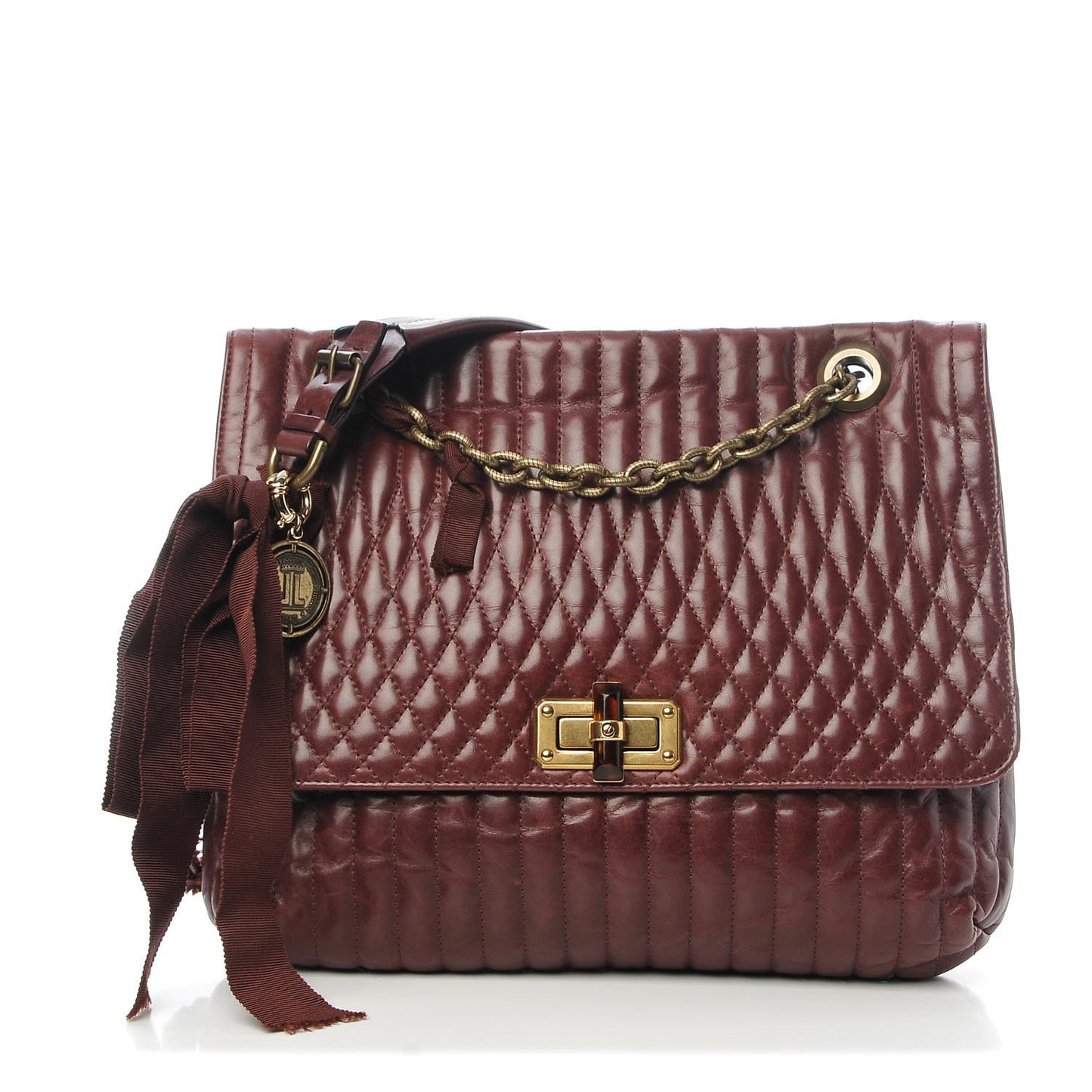 Soft Calfskin Quilted Medium Happy Shoulder Bag Bordeaux