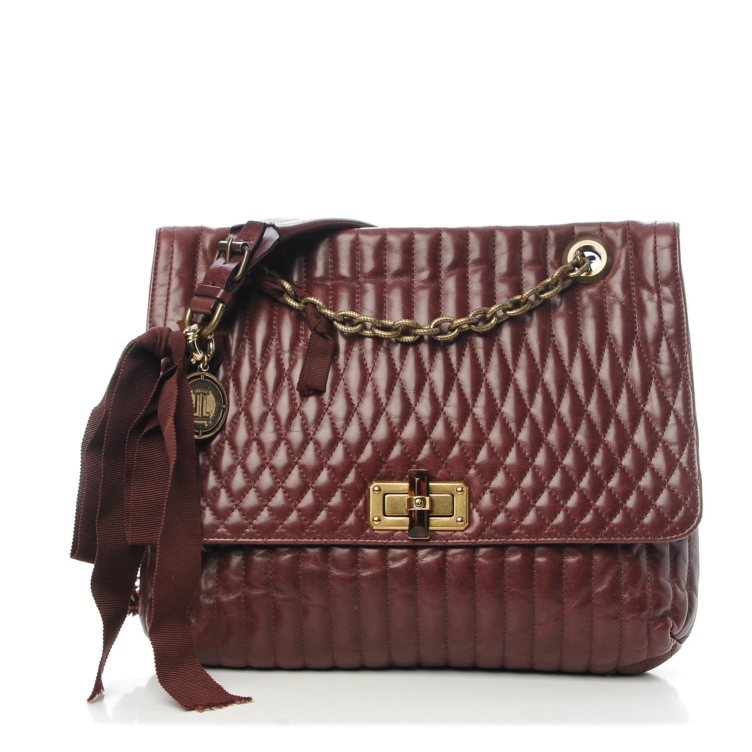 Lanvin Soft Calfskin Quilted Medium Happy Shoulder Bag Bordeaux 1 of 6