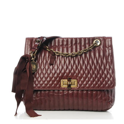 Lanvin Soft Calfskin Quilted Medium Happy Shoulder Bag Bordeaux 1 of 6