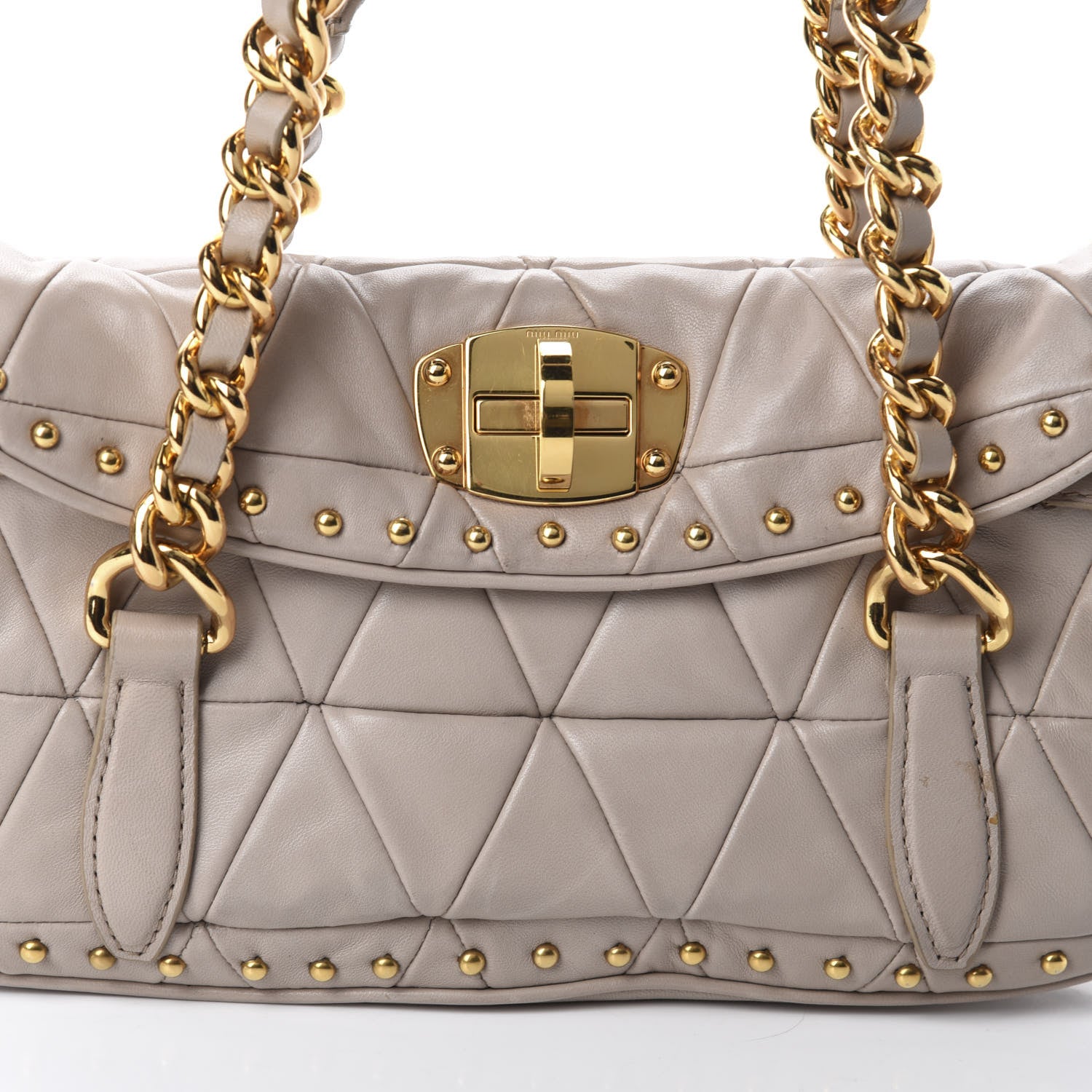 Miu Miu Nappa Quilted Studded Shoulder Bag Calce 18 of 18