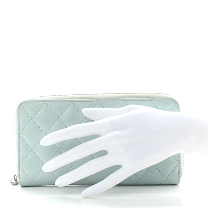 Chanel Caviar Quilted Large Gusset Zip Around Wallet Light Blue 2 of 9