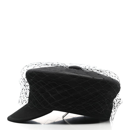 Christian Dior Cotton Canvas Arty Cap with Veil 58 Black 4 of 9