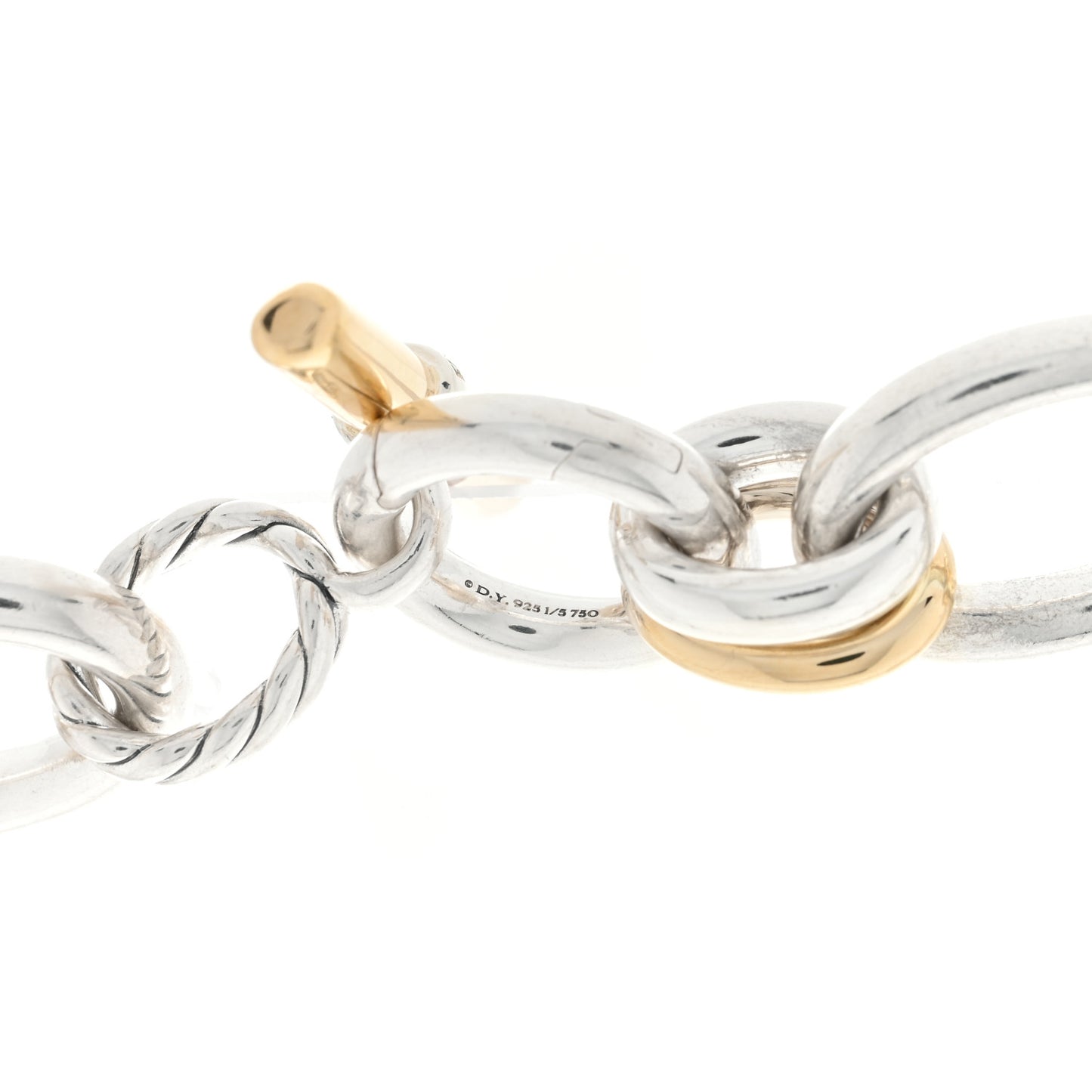 Sterling Silver 18K Yellow Gold Diamond DY Mercer Chain Necklace