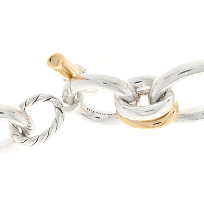 David Yurman Sterling Silver 18K Yellow Gold Diamond DY Mercer Chain Necklace 3 of 3