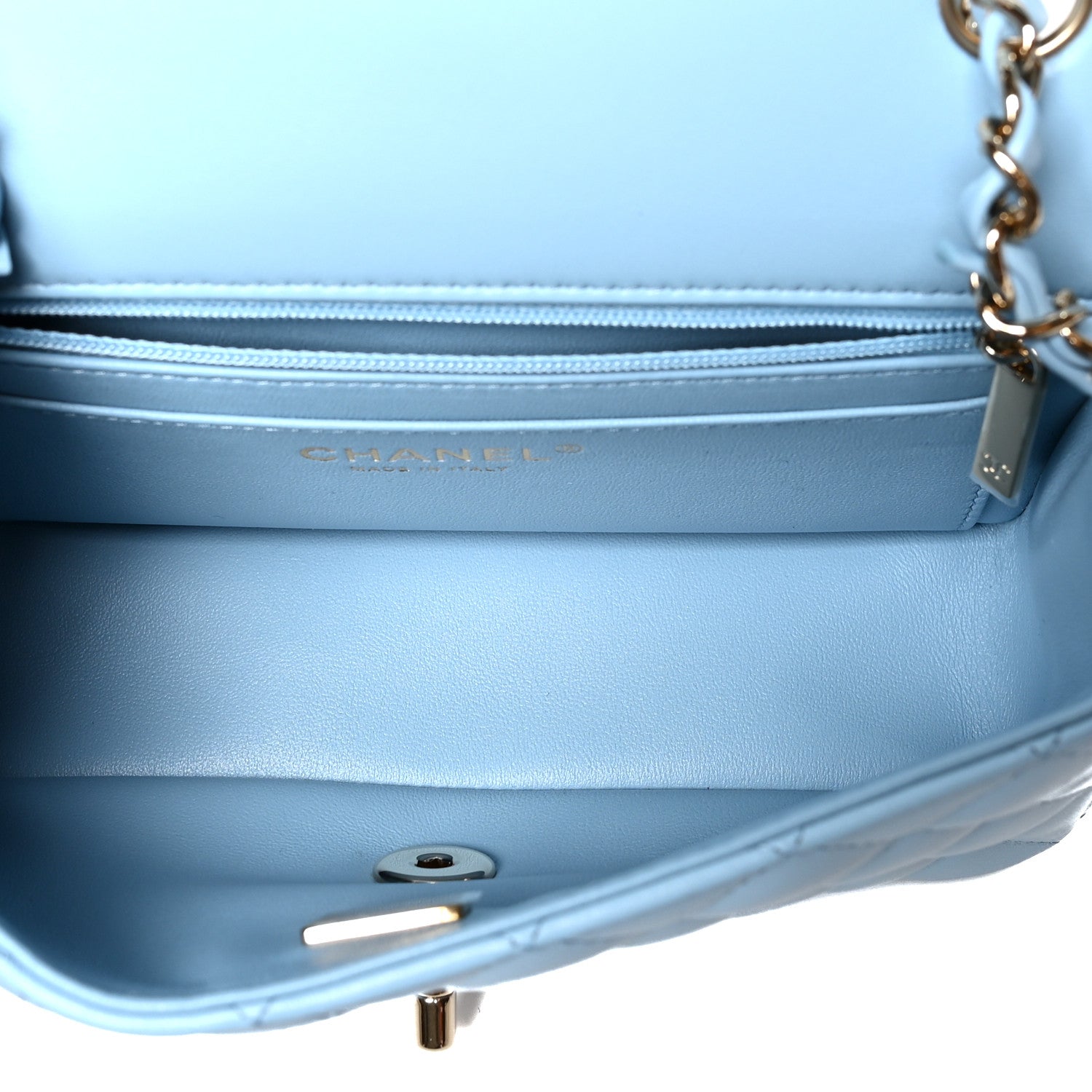 Chanel Lambskin Quilted Mini Rectangular Flap Light Blue 4 of 10