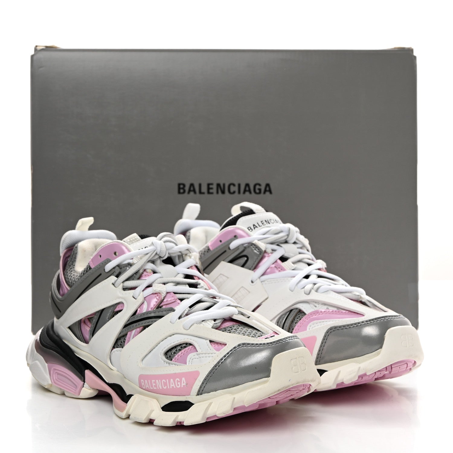 Balenciaga Mesh Rubber Tri-Color Womens Track Sneakers 37 White Pink Grey 10 of 10