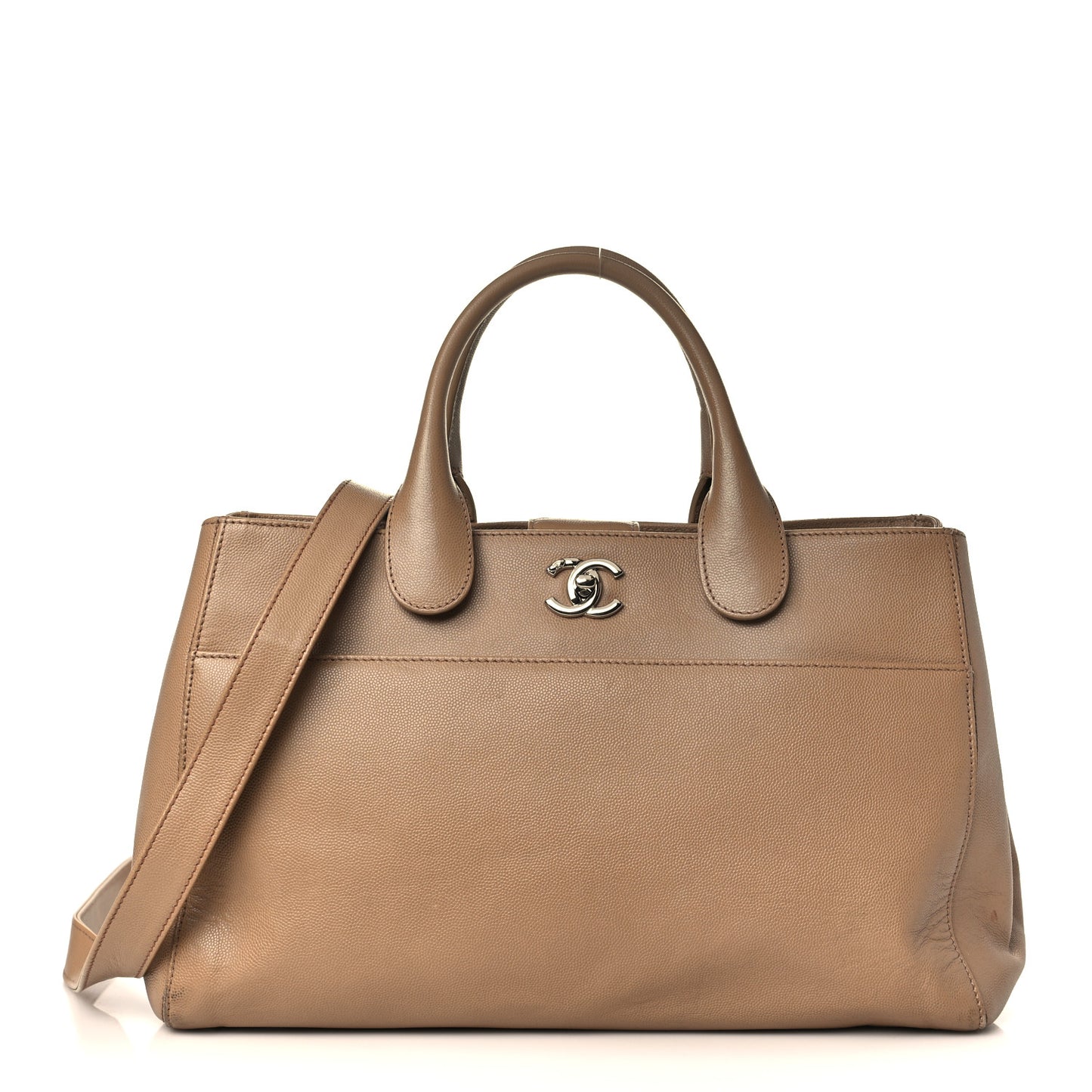 Caviar Medium Cerf Executive Shopper Tote Beige
