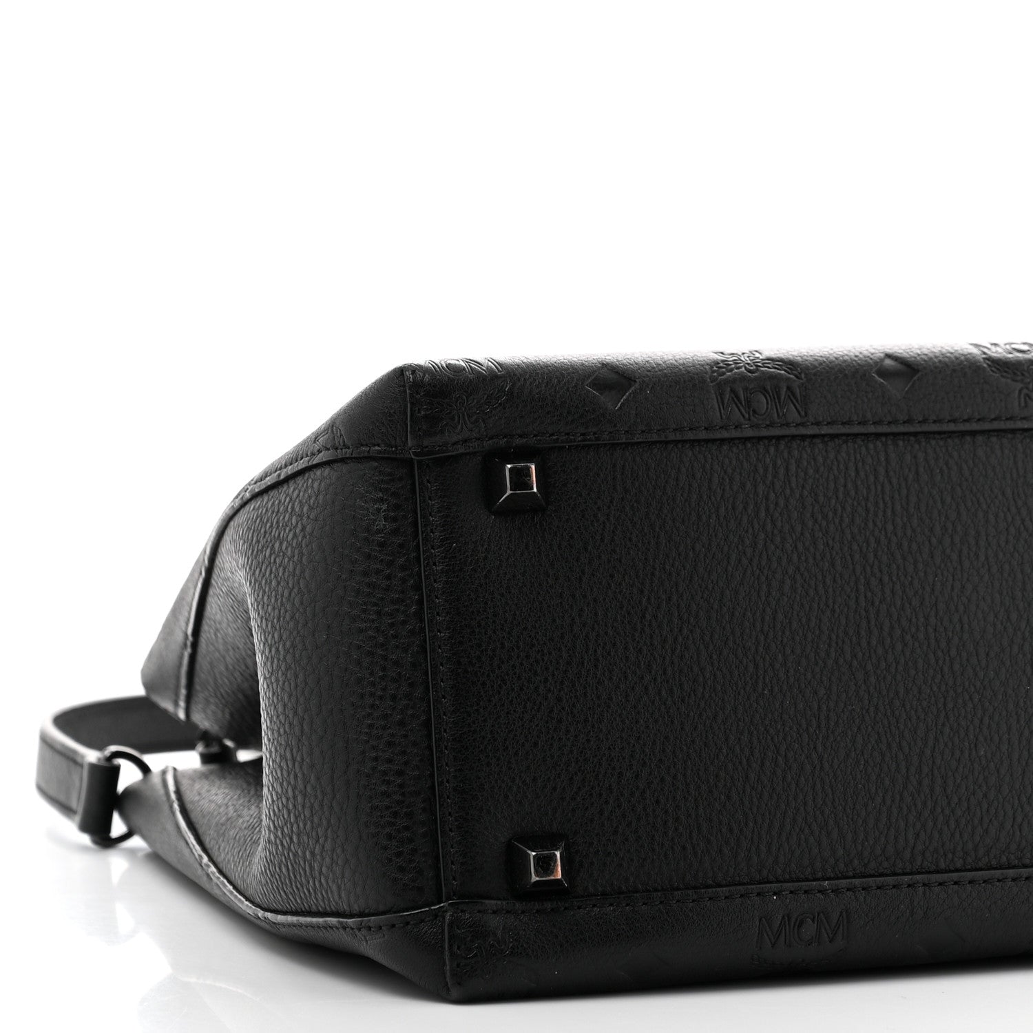 MCM Calfskin Ottomar Monogram Sarah Convertible Hobo Black 8 of 13