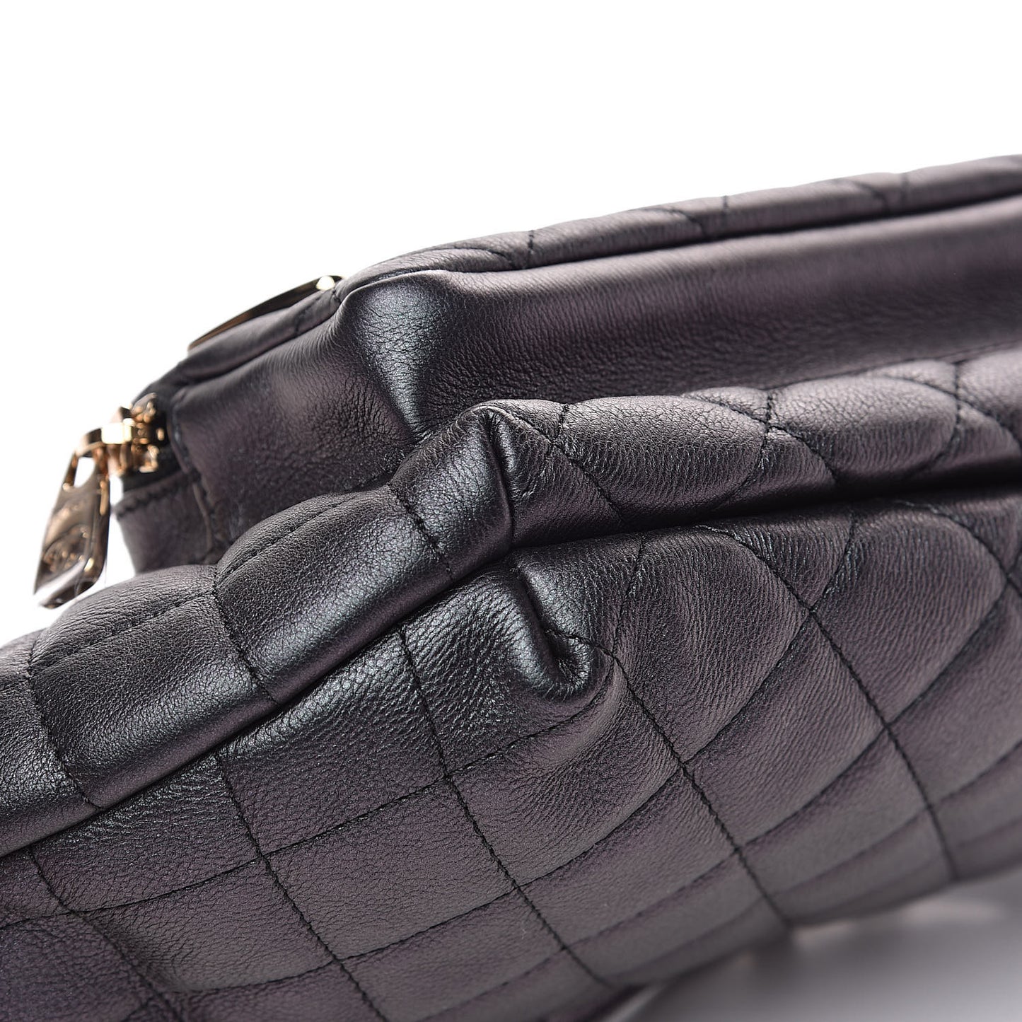 Iridescent Calfskin Quilted All About Waist Belt Bag Black