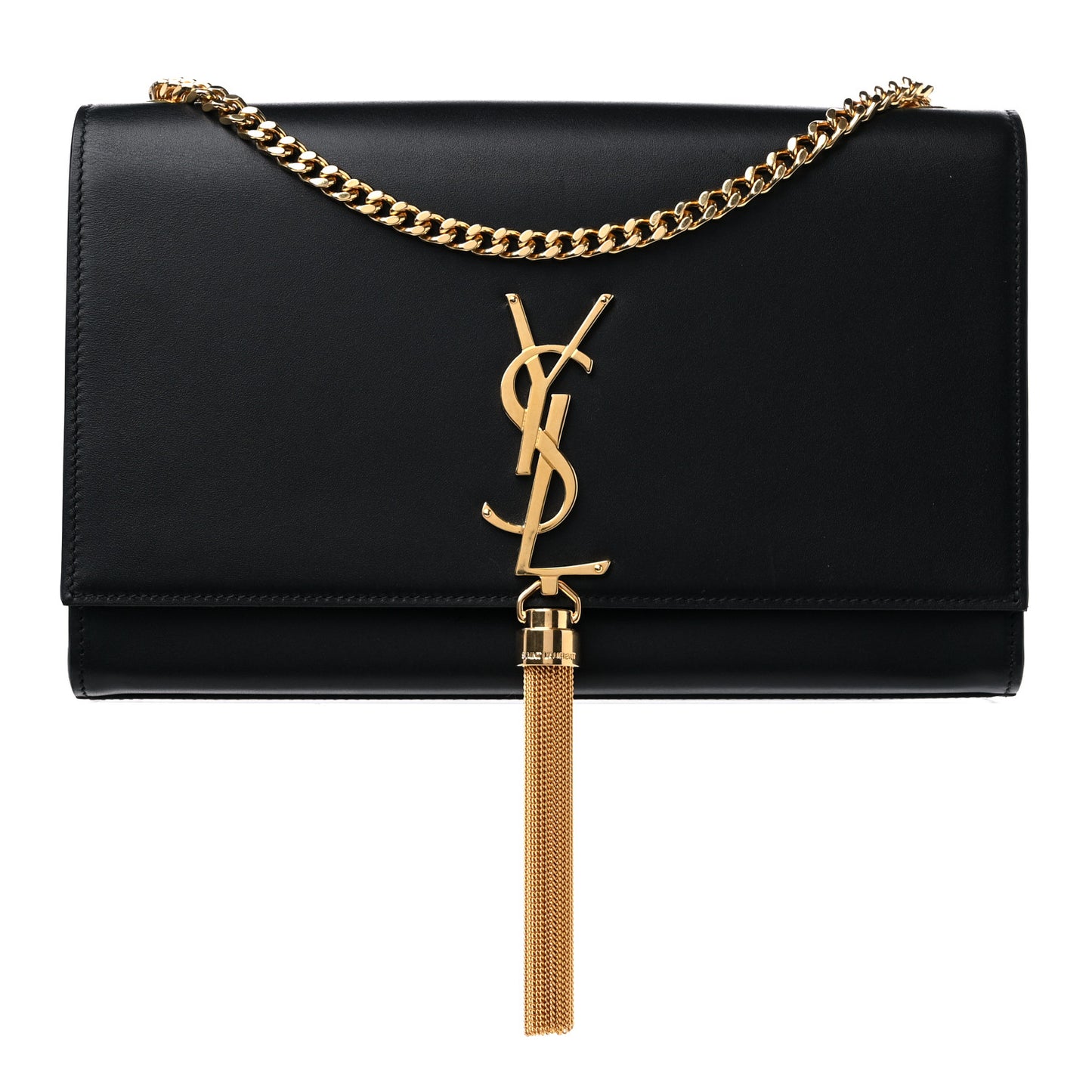 Smooth Calfskin Medium Classic Monogram Kate Tassel Satchel Black