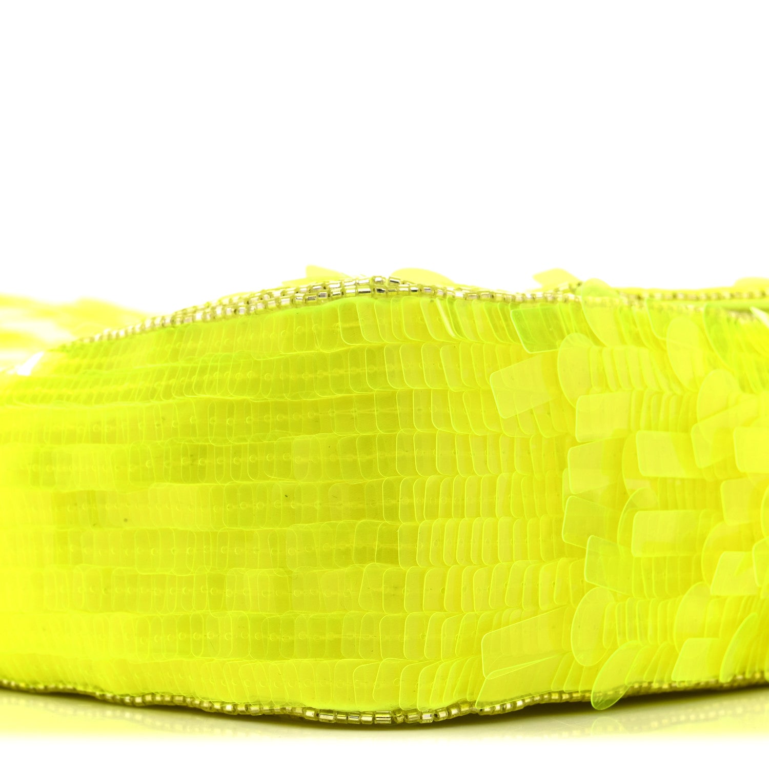 Fendi Sequin Paillettes Vitello Elaphe Grace Baguette Yellow Fluo 9 of 10