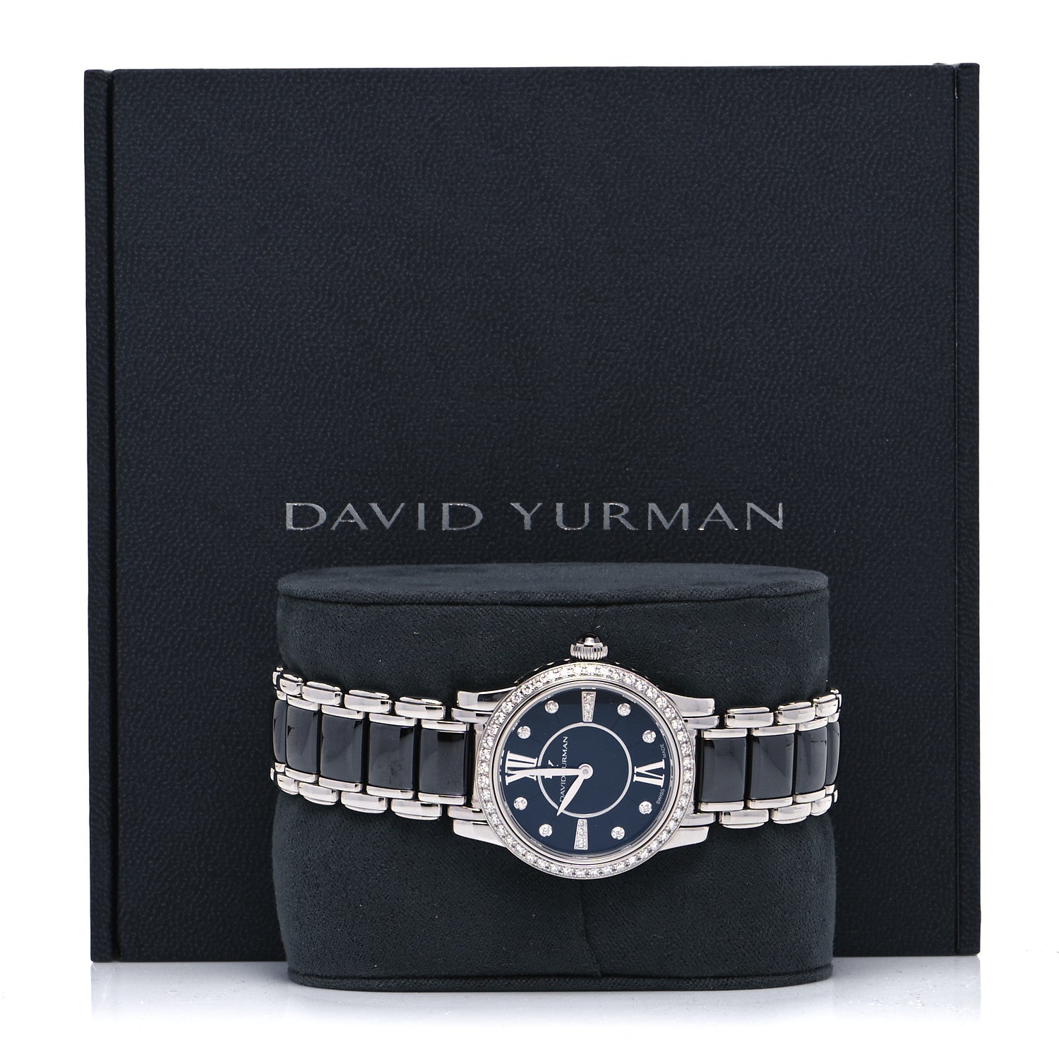 David Yurman Stainless Steel Ceramic Diamond Bezel 30mm Classic Quartz Watch Black 5 of 5