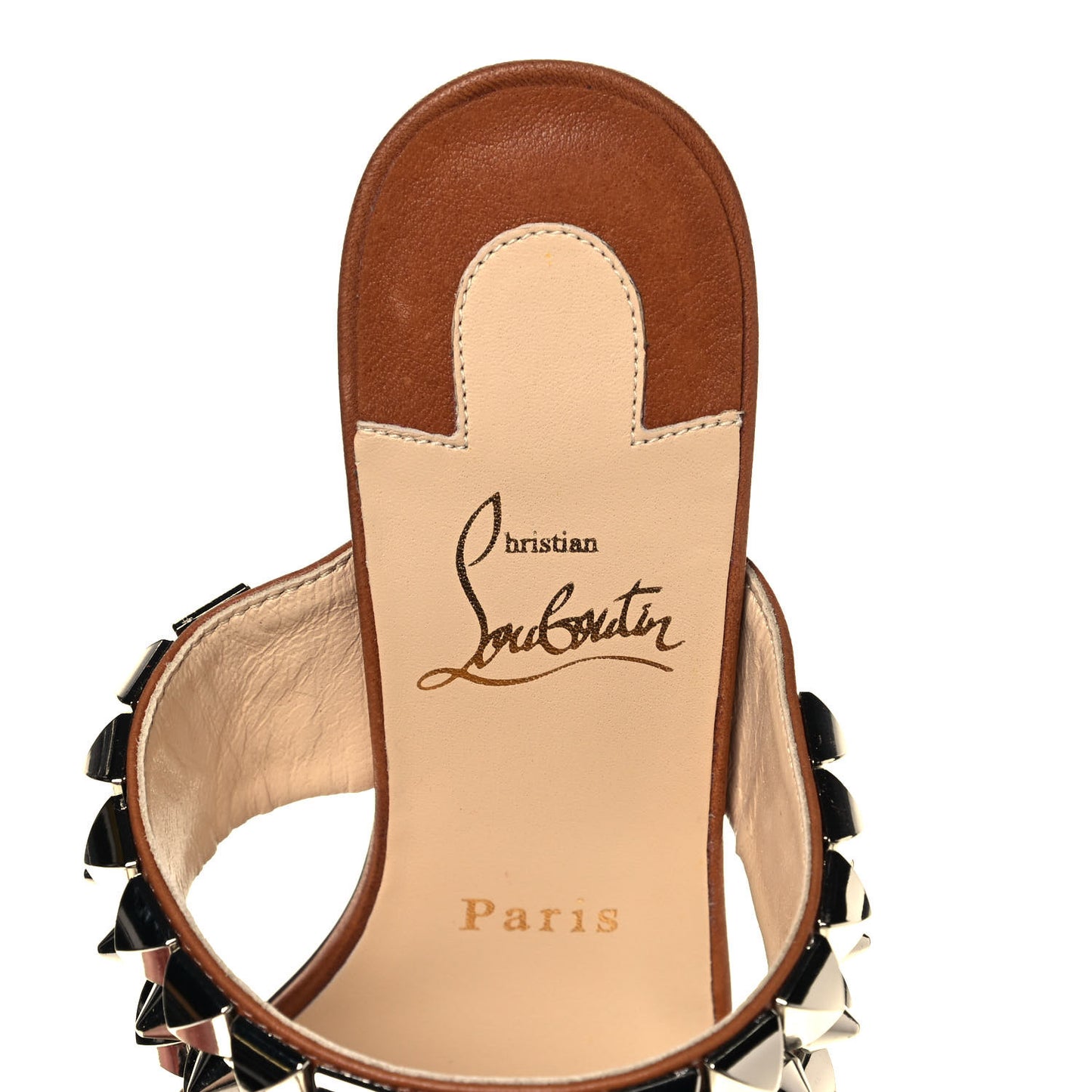 Calfskin Studded Tina Goes Mad 55 Slide Sandals 37 Cuoio