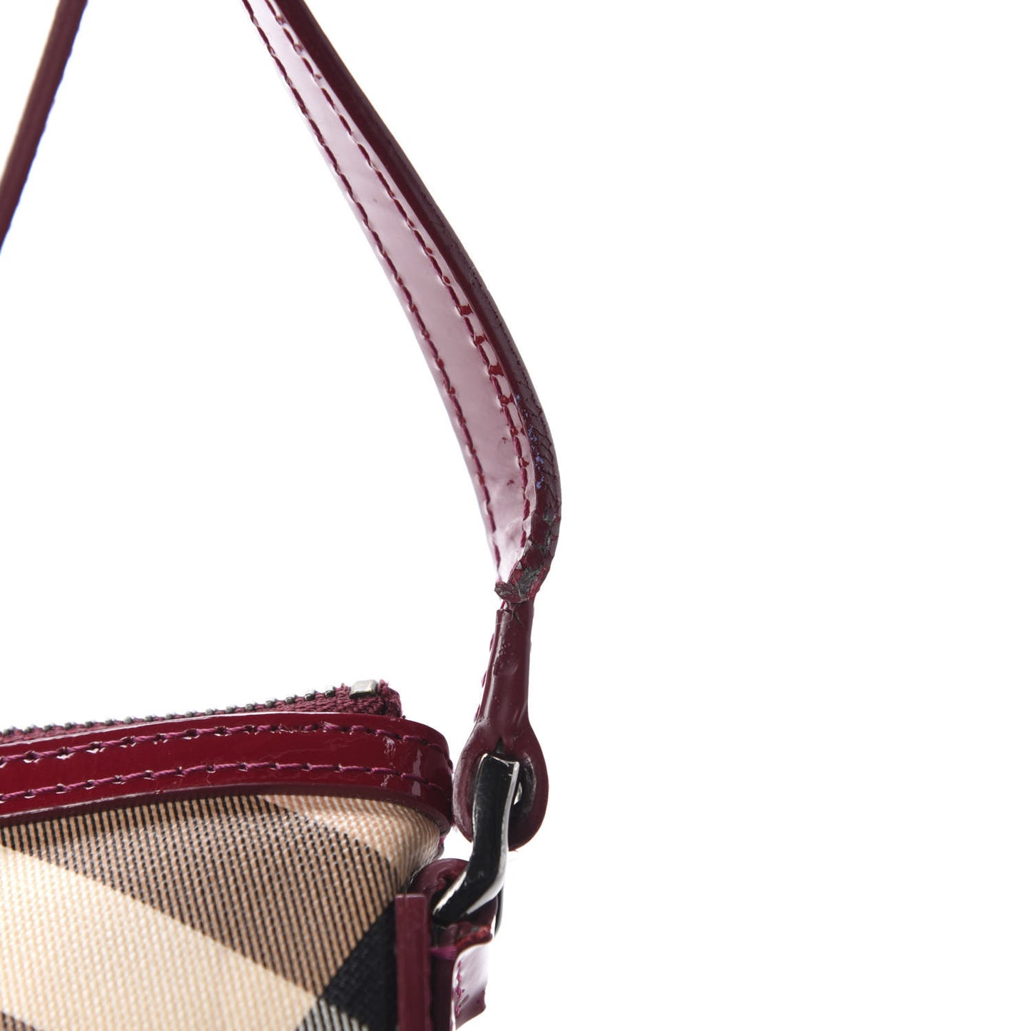 Patent Nova Check Julia Crossbody Bag Dark Red
