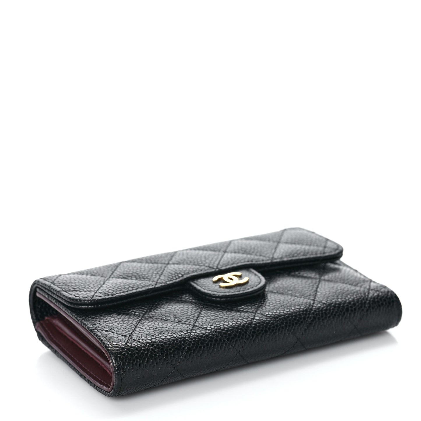 Caviar Quilted Medium Flap Wallet Black