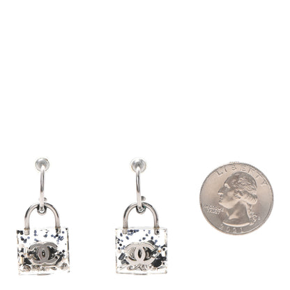Chanel Plexiglass Pearl CC Earrings Grey 2 of 5