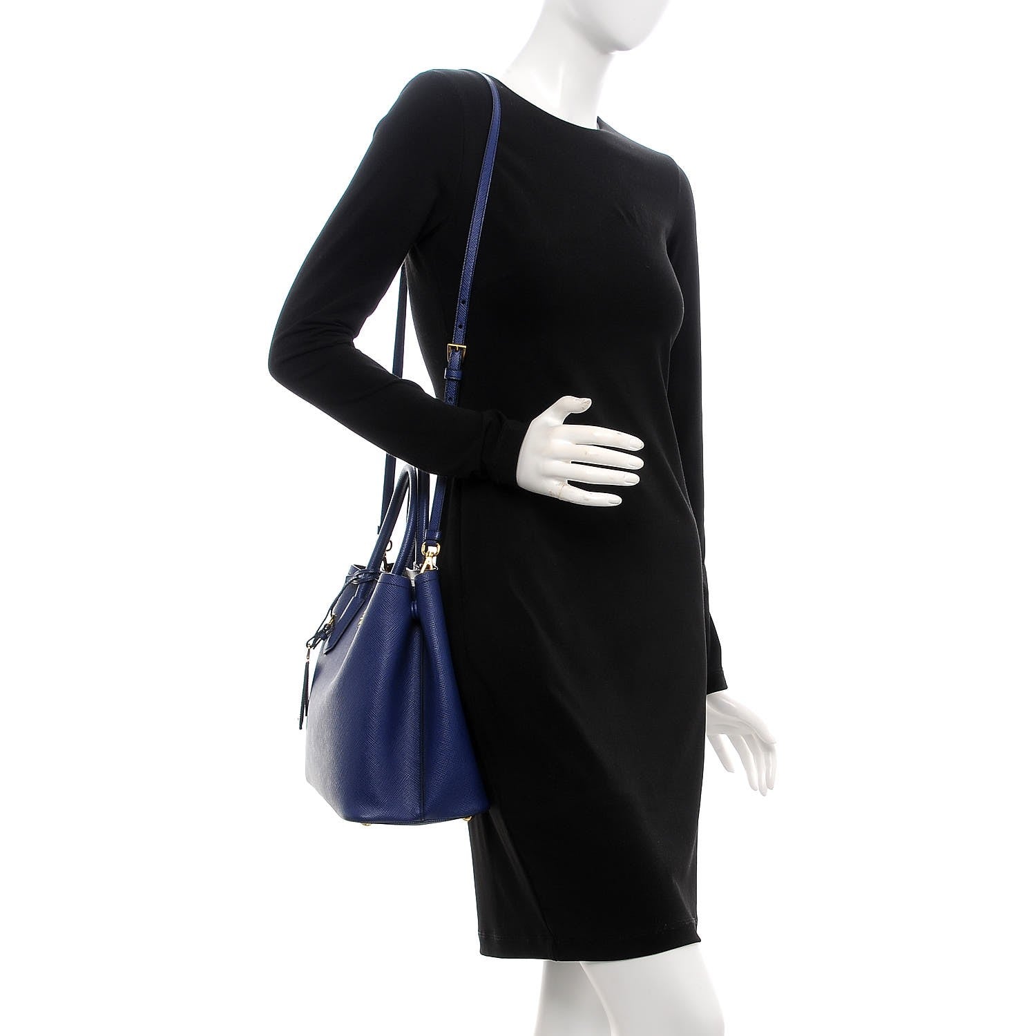 Prada Saffiano Cuir Medium Double Bag Bleuette 2 of 6