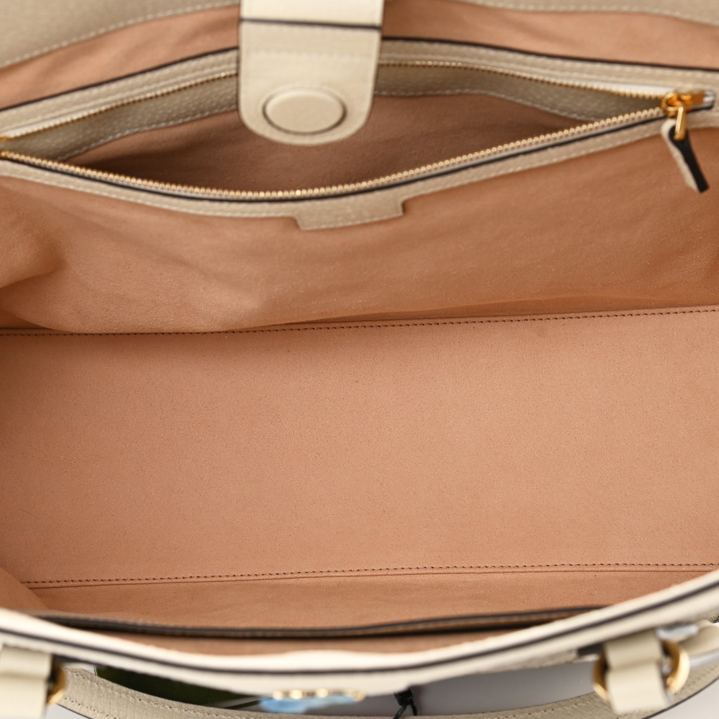 GG Supreme Monogram Textured Dollar Calfskin Web Medium Ophidia Shopping Tote Beige Ebony Mystic White