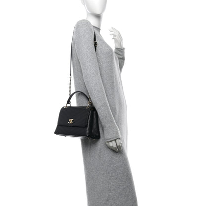Chanel Grained Calfskin Small Chevron Chic Top Handle Flap Black 2 of 11