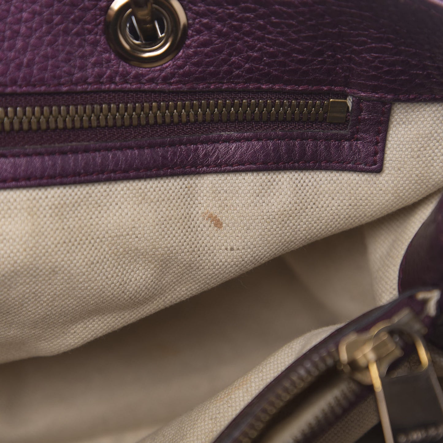 Pebbled Calfskin Medium Bamboo Shopper Tote Purple