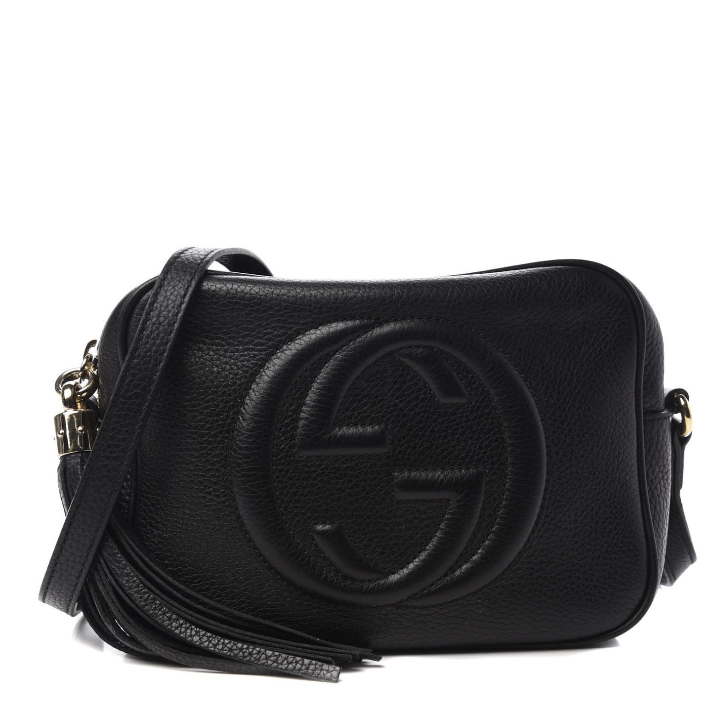 Pebbled Calfskin Small Soho Disco Bag Black