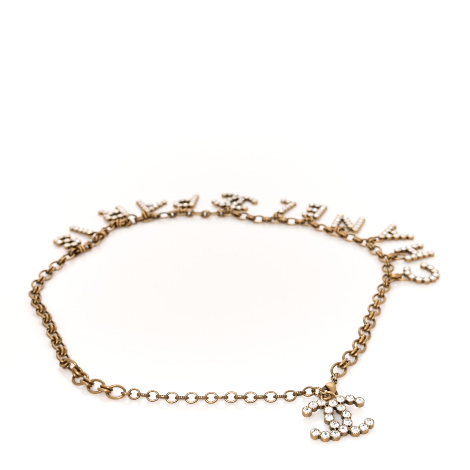 Chanel Crystal City of Lights Letter Chain Belt Gold 2 of 3