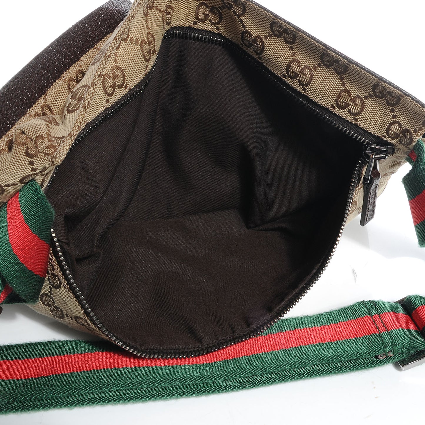 GG Monogram Web Double Pocket Belt Bag Ebony