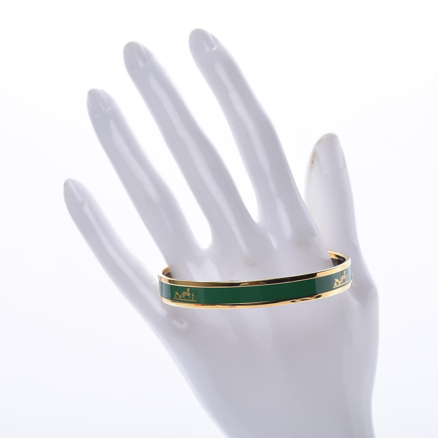 Enamel Printed Narrow Caleche Bracelet 65 Vert Sapin