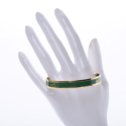 Hermes Enamel Printed Narrow Caleche Bracelet 65 Vert Sapin 2 of 5