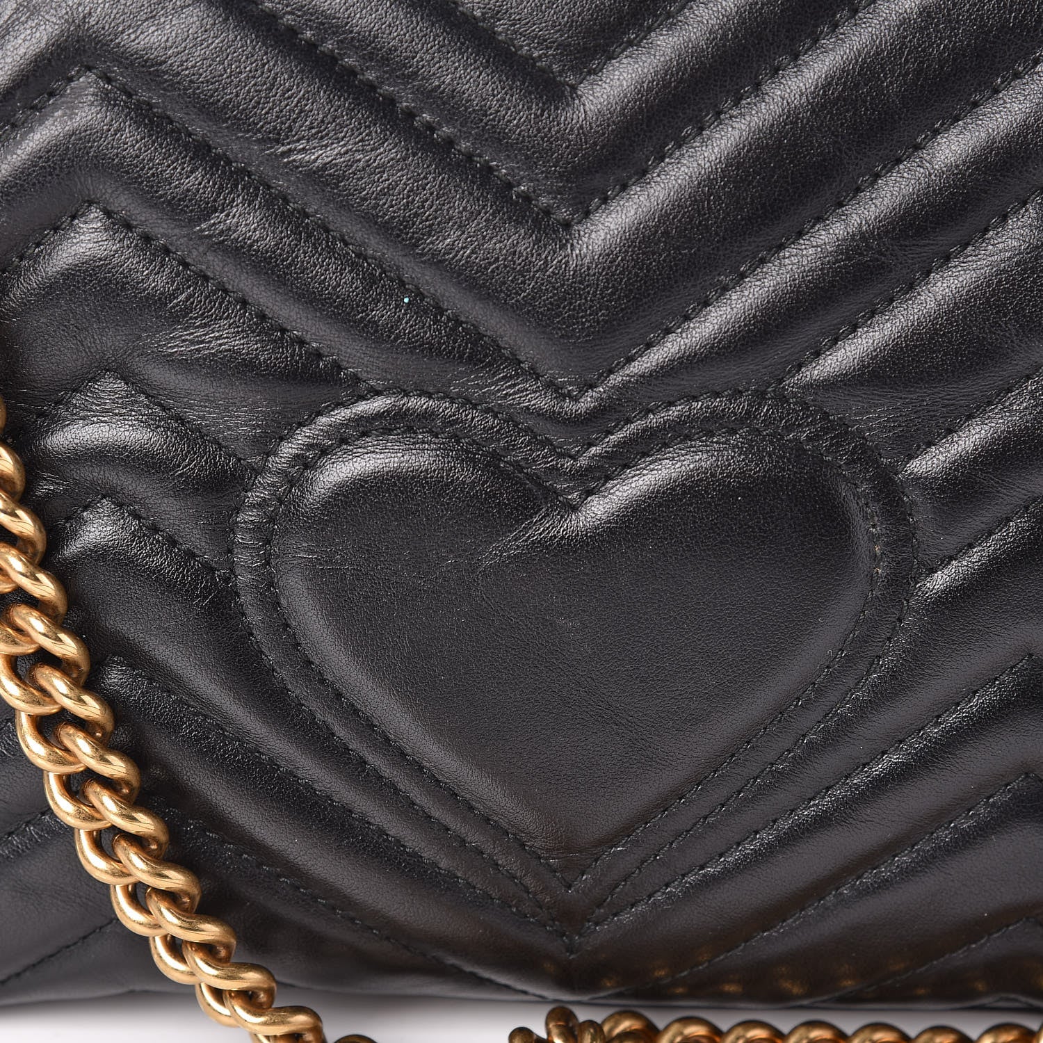 Gucci Calfskin Matelasse Small GG Marmont Shoulder Bag Black 10 of 13
