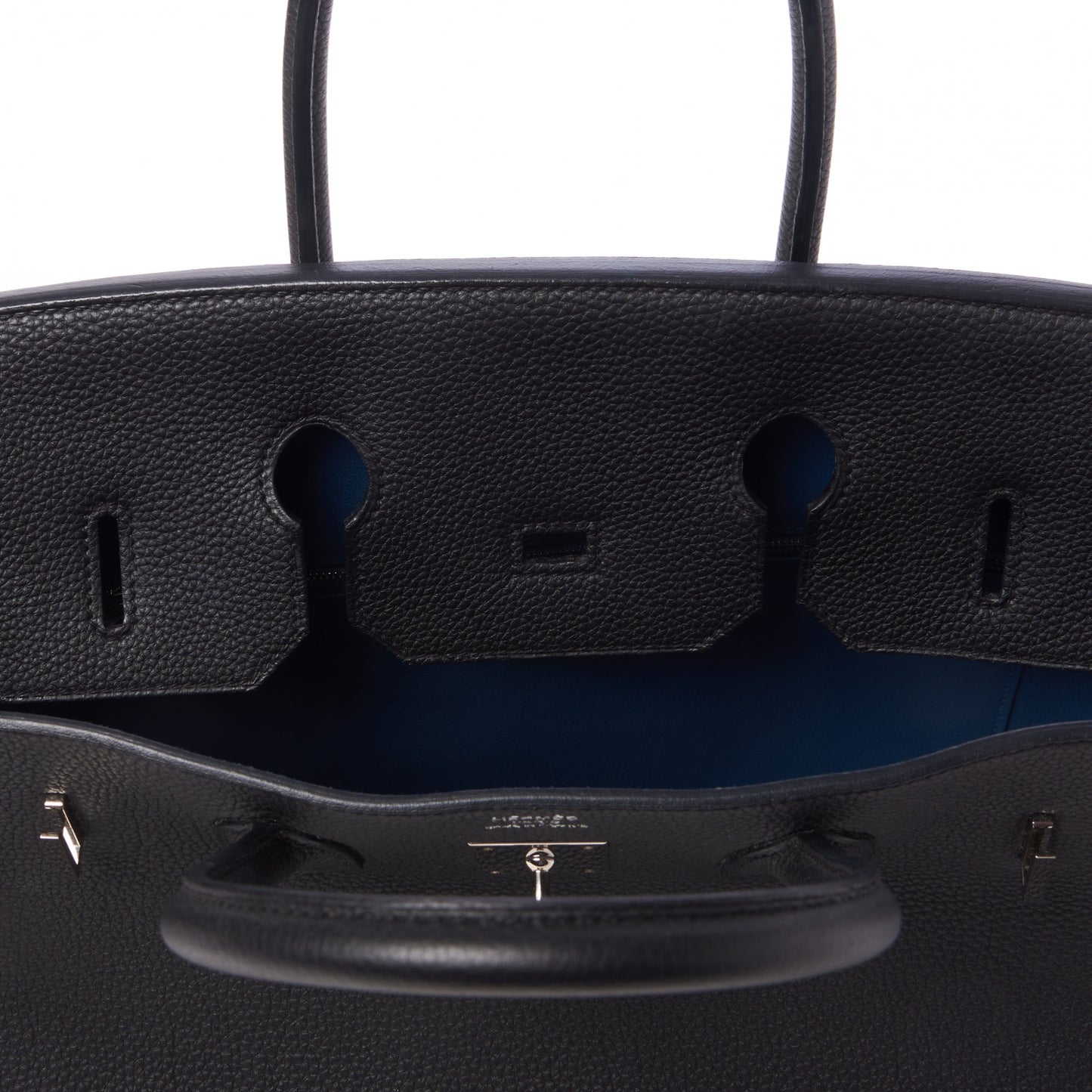 Togo Verso Birkin 35 Black Bleu Agate