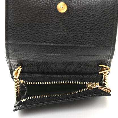 Gucci Grainy Calfskin Zumi Chain Card Case Wallet Black 5 of 7