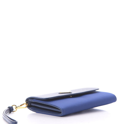 Prada Saffiano Nylon Metal Wristlet Wallet Bleuette 4 of 10