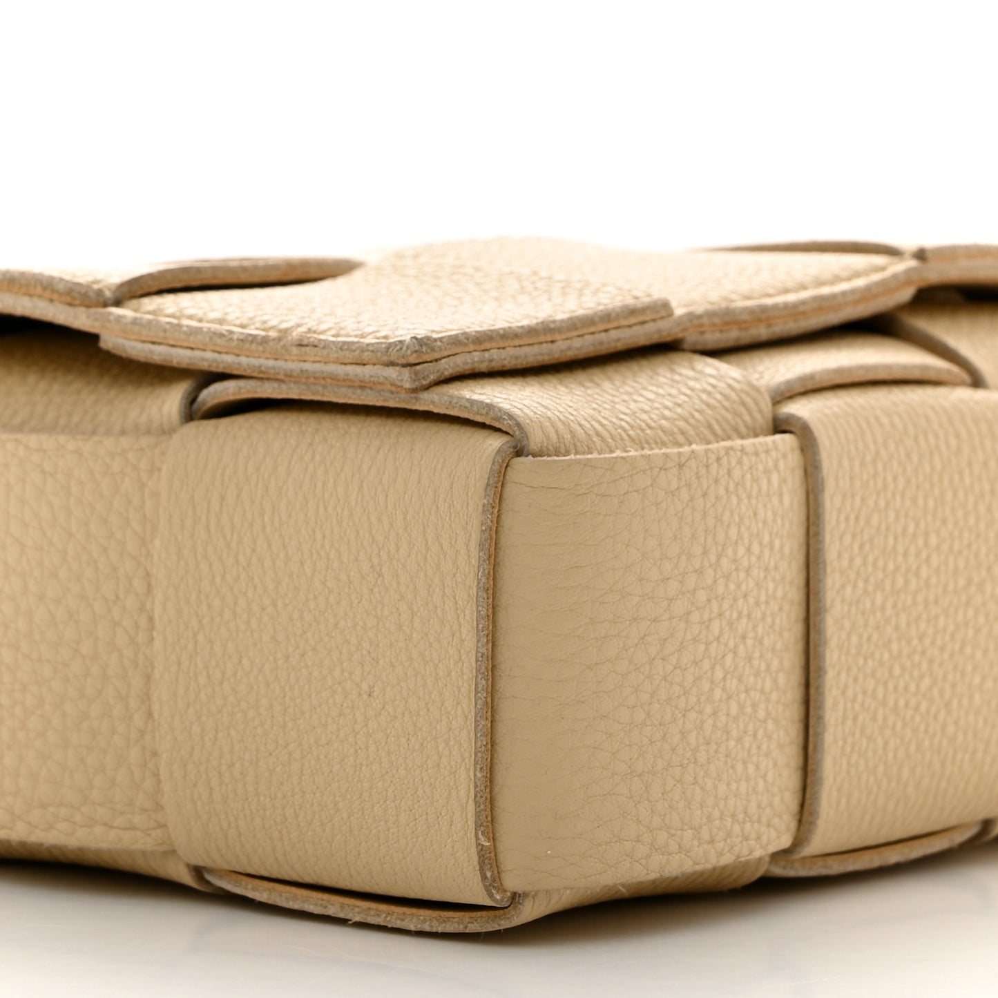 Grained Calfskin Maxi Intrecciato Cassette Crossbody Bag Porridge