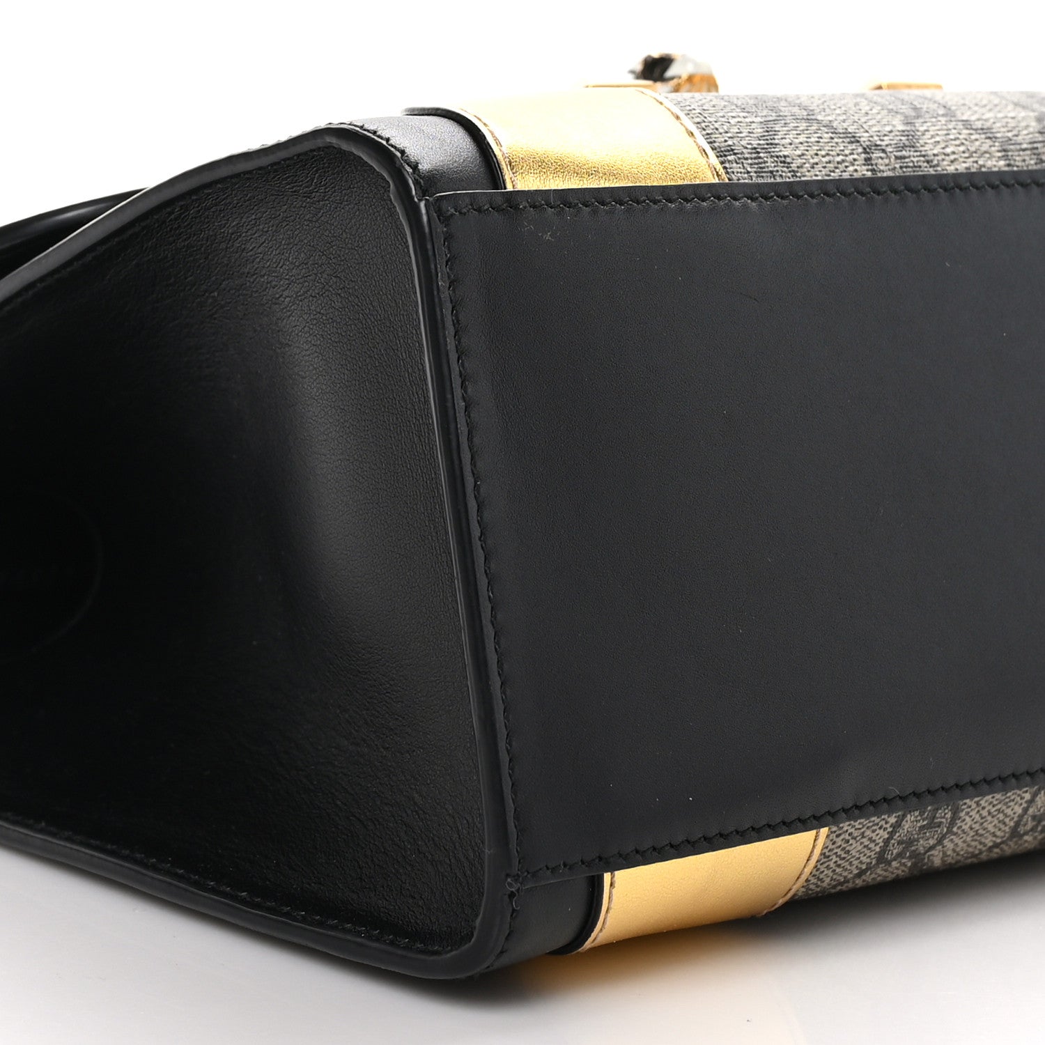Gucci GG Supreme Monogram Small Osiride Top Handle Bag Black Gold 8 of 9
