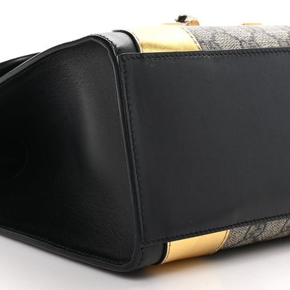 Gucci GG Supreme Monogram Small Osiride Top Handle Bag Black Gold 8 of 9