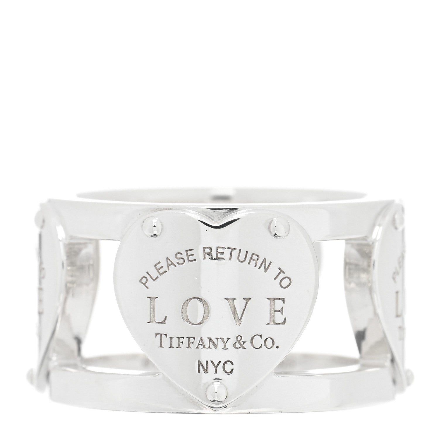 Tiffany Sterling Silver Return to Tiffany Heart Wide Band Ring 51 5.75 1 of 4