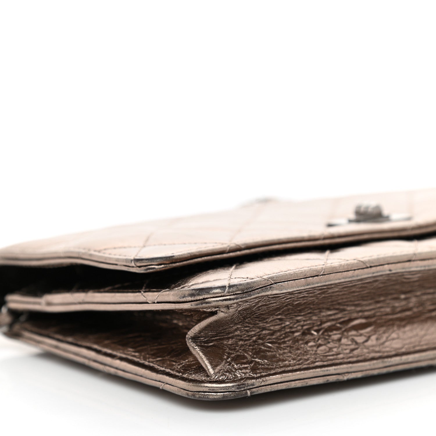 Chanel Metallic Aged Calfskin Quilted Reissue Wallet On Chain WOC Bronze 10 of 11
