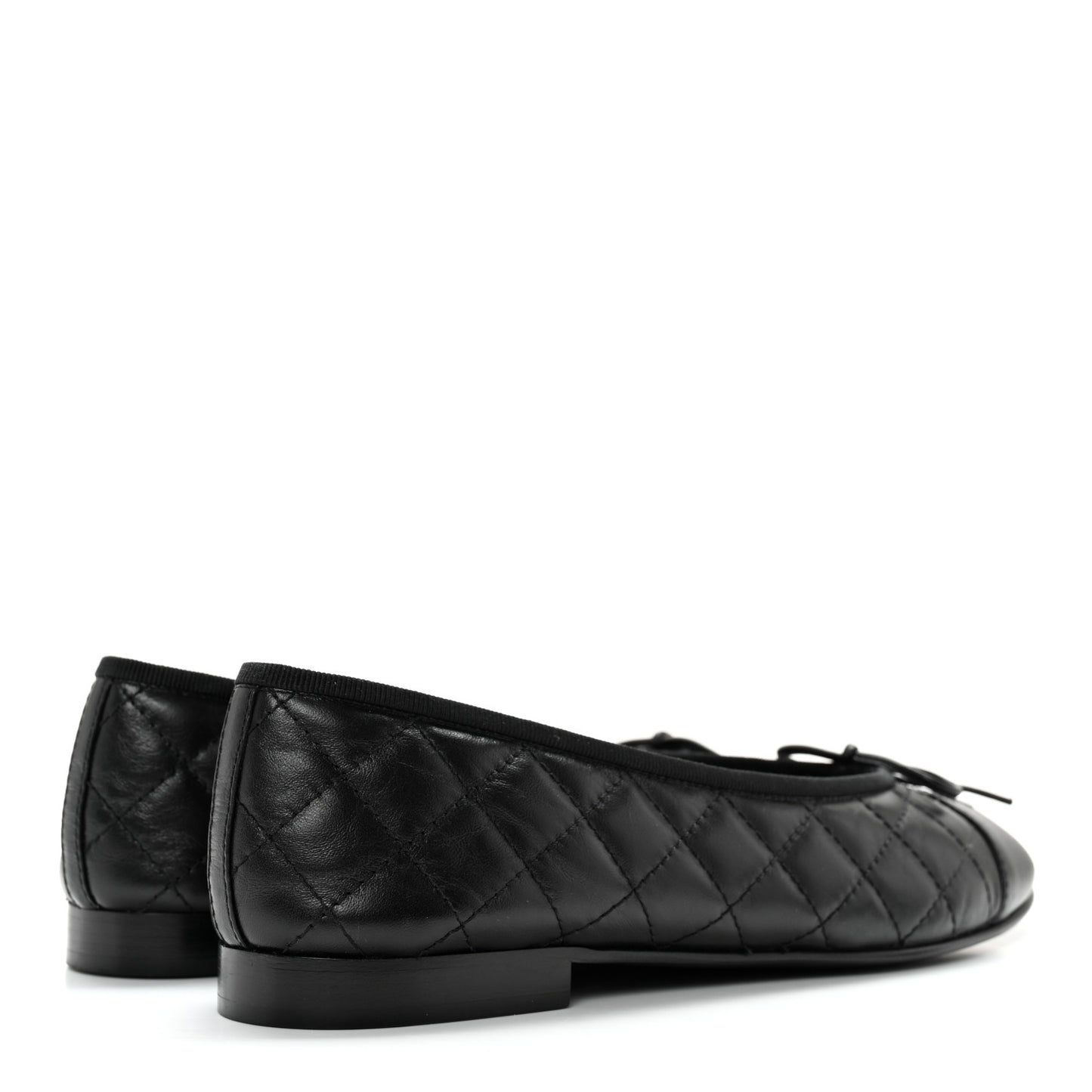 Aged Calfskin Quilted CC Cap Toe Ballerina Flats 39.5 Black