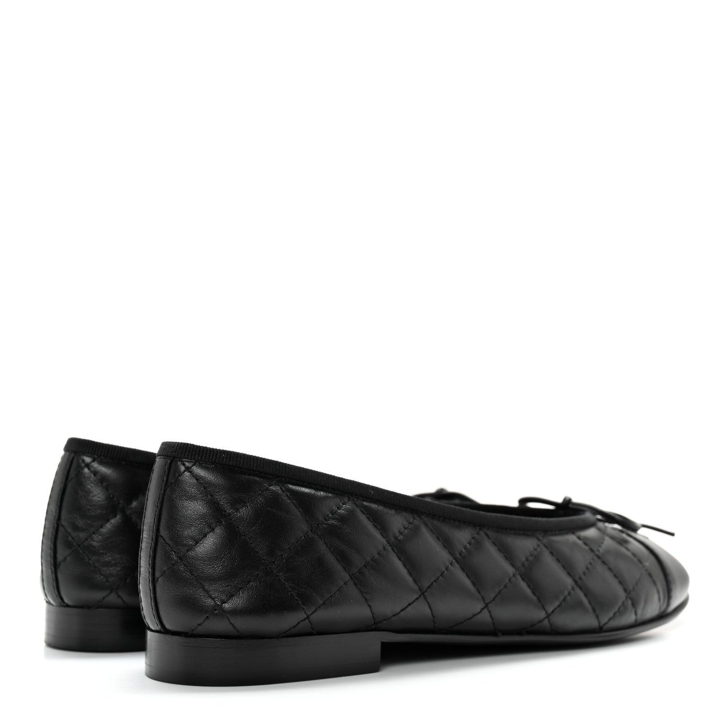 Chanel Aged Calfskin Quilted CC Cap Toe Ballerina Flats 39.5 Black 4 of 14