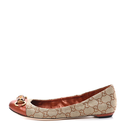 Gucci GG Monogram Miro Soft Calfskin Bamboo Ballet Flats 37 Beige Oxydus 1 of 10