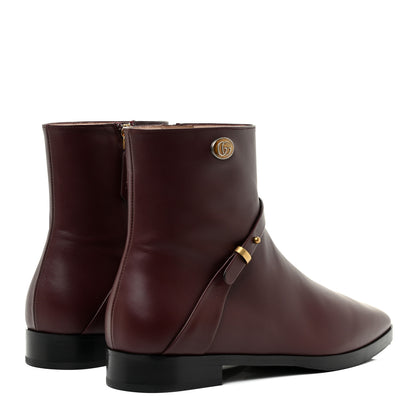 Gucci Calfskin Womens GG Ankle Boots 38.5 Vintage Bordeaux 4 of 20