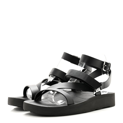Hermes Calfskin Womens Galaxy Chypre Sandals 41 Black 3 of 8